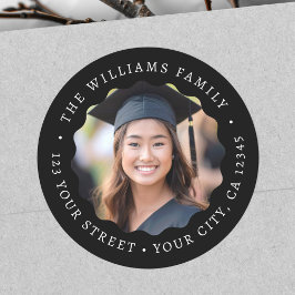 フォトウェー縁どブ卒業差出人住所ラベル ラウンドシール