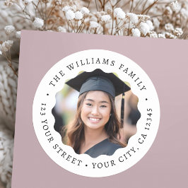 フォトウェー縁どブ卒業差出人住所ラベル ラウンドシール