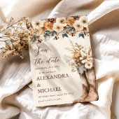 フォトウエスタンブーツフローラテラコッタ結婚ズ セーブザデート