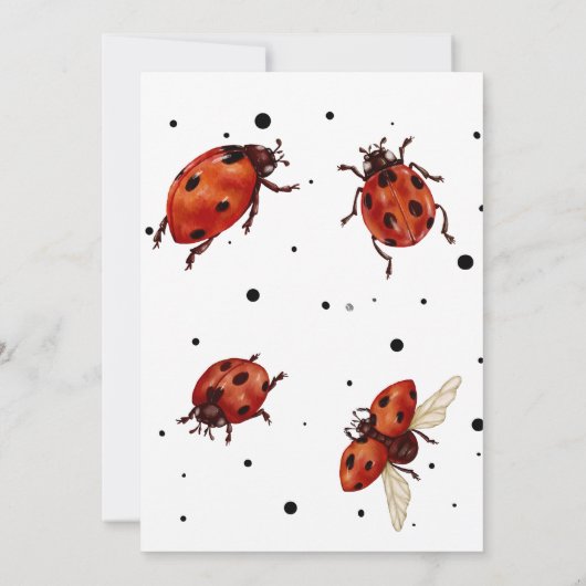 フォトウォーターカラーかわいい誕生日ガールレディバグ 招待状 (裏面)