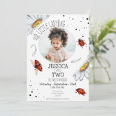 フォトウォーターカラーかわいい誕生日ガールレディバグ 招待状 (スタンド正面)