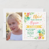 フォトウォーターカラーアロハルアウ（ハワイ式宴会）誕生日招待状 招待状 (正面)