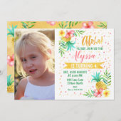 フォトウォーターカラーアロハルアウ(ハワイ式宴会)誕生日招待状 招待状 (正面/裏面)
