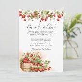 フォトウォーターカラーイチゴQRコード結婚ズ 招待状 (スタンド正面)