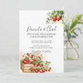 フォトウォーターカラーイチゴQRコード結婚ズ 招待状 (スタンド正面)