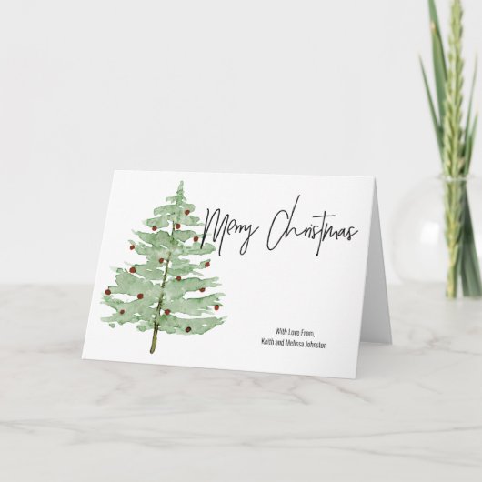 フォトウォーターカラークリスマスツリーカードなし シーズンカード (正面)