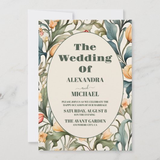 フォトウォーターカラーチューリップWilliam 結婚 Morris 招待状 (正面)