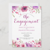 フォトウォーターカラーバラフローラ婚約パーティ 招待状 (正面)