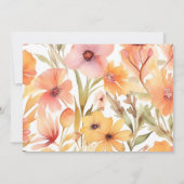 フォトウォーターカラーピンクオレンジワイルドフラワー結婚ズ セーブザデート (裏面)