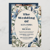 フォトウォーターカラーフローラウィリア結婚ム・モリス 招待状 (正面/裏面)