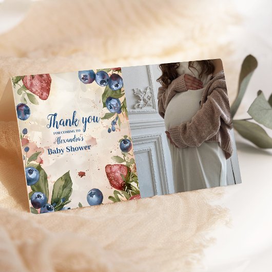 フォトウォーターカラーベリースイートベビーシャワー サンキューカード