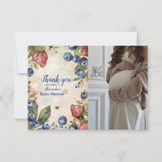 フォトウォーターカラーベリースイートベビーシャワー サンキューカード (正面)