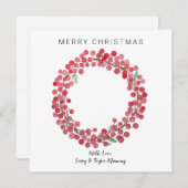 フォトウォーターカラーベリーリースクリスマスカードなし シーズンカード (正面/裏面)