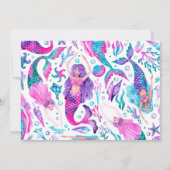 フォトウォーターカラーマーメイドガール誕生日プールパーティー 招待状 (裏面)