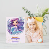 フォトウォーターカラーマーメイドバースデーパーティー 招待状 (スタンド正面)