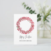 フォトウォーターカラーレッドベリーリースクリスマス シーズンポストカード (スタンド正面)