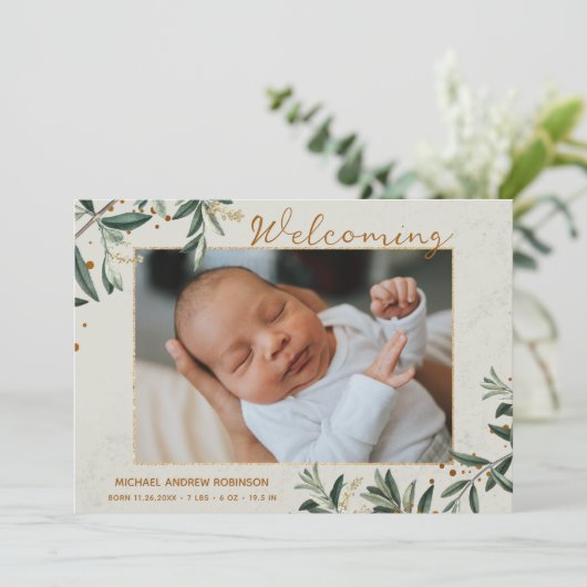 フォトウォーターカラー植物採集4枚の写真誕生 案内状 (スタンド正面)