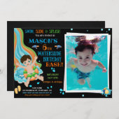 フォトウォータースライド誕生日の招待ウォーターパークおもしろい 招待状 (正面/裏面)