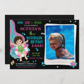 フォトウォータースライド誕生日の招待プール招待状 招待状 (正面/裏面)