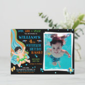 フォトウォータースライド誕生日の招待プール招待状 招待状 (スタンド正面)