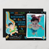 フォトウォータースライド誕生日の招待プール招待状 招待状 (正面/裏面)