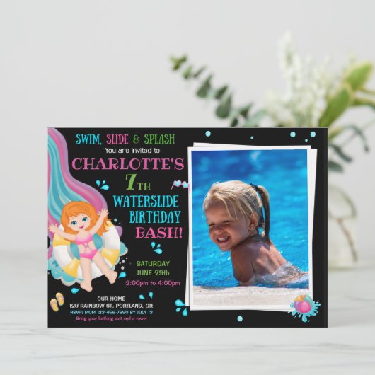 フォトウォータースライド誕生日の招待Splishスプラッシュ 招待状 (スタンド正面)