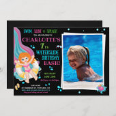 フォトウォータースライド誕生日の招待Splishスプラッシュ 招待状 (正面/裏面)