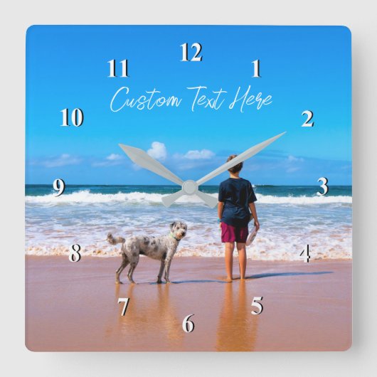 フォトウォール時計のギフトカスタム文字名 スクエア壁時計 (正面)