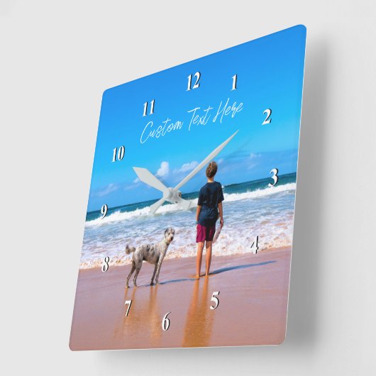 フォトウォール時計のギフトカスタム文字名 スクエア壁時計 (傾斜)