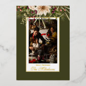 フォトウォー素朴ターカラー植物性クリスマス 箔シーズンカード (正面)