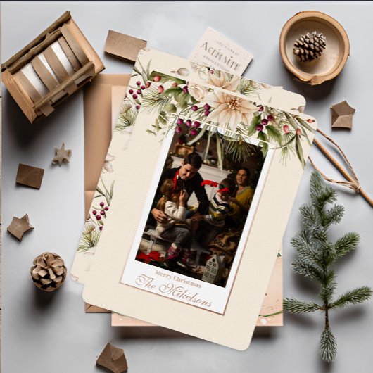 フォトウォー素朴ターカラー植物性クリスマス 箔シーズンカード