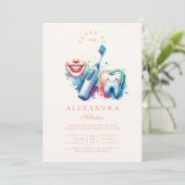 フォトウカラフルォーターの歯科医の卒業 招待状 (スタンド正面)