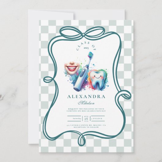 フォトウカラフルォーターの歯科医の卒業 招待状 (正面)