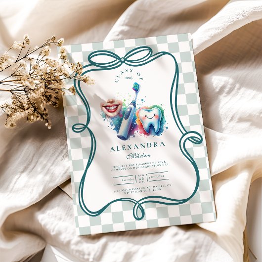フォトウカラフルォーターの歯科医の卒業 招待状