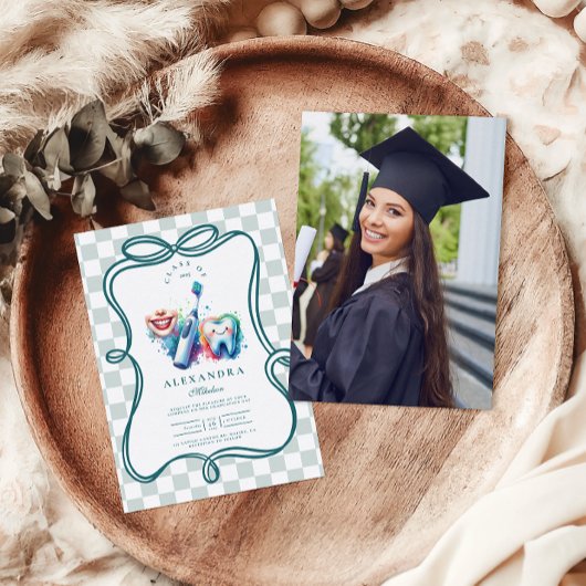 フォトウカラフルォーターの歯科医の卒業 招待状