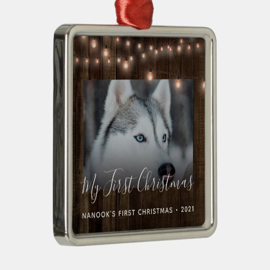 フォトウッドとライトペットの初めてのクリスマス メタルオーナメント (右)