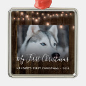フォトウッドとライトペットの初めてのクリスマス メタルオーナメント (正面)
