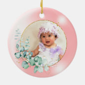 フォトウッドラパーソナライズされたンドディアクリスマス セラミックオーナメント (裏面)