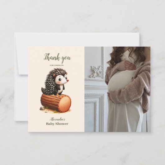 フォトウッドランド動物赤ちゃんシャワーサンキューカード サンキューカード (正面)