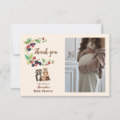 フォトウッドランド森林動物の赤ちゃんシャワー サンキューカード (正面)