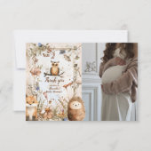 フォトウッドランド森林動物の赤ちゃんシャワー サンキューカード (正面)