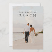 フォトウモダンォーター色ビーチ結婚式 招待状 (裏面)