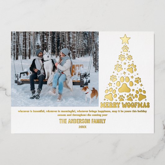 フォトウモダンオフマスメリーゴールドフォイルホリデーカード 箔シーズンカード (正面)