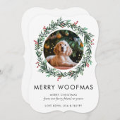 フォトウモダンーフマメリースクリスマスドッグリース シーズンカード (正面/裏面)