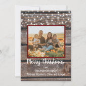 フォトウ素朴ィードストリングライトクリスマスホリデー シーズンカード (正面)