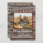 フォトウ素朴ィードストリングライトクリスマスホリデー シーズンカード (正面/裏面)