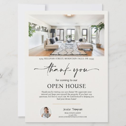 フォトエステ実在ートオープンハウススクリプトサンキューカード 招待状 (正面)