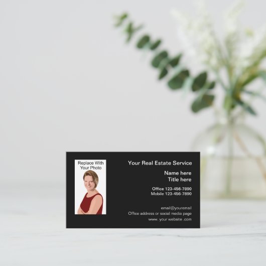 フォトエステ実在ート不動産仲介業者 名刺 (スタンド正面)