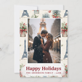 フォトエッフェルタワーシックなパリヴィンテージクリスマス シーズンカード