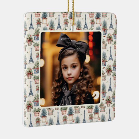 フォトエッフェルタワートピアリスパリクリスマス セラミックオーナメント (右)